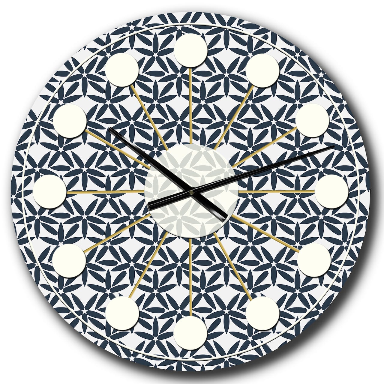 Designart 'Retro Abstract Flower Design Iv Mid-Century Modern Wall Clock